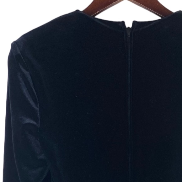 Vtg 90s Y2K Niki Livas Dress Sz 4 Small Velour Velvet Black Evening Cocktail - Picture 3 of 4